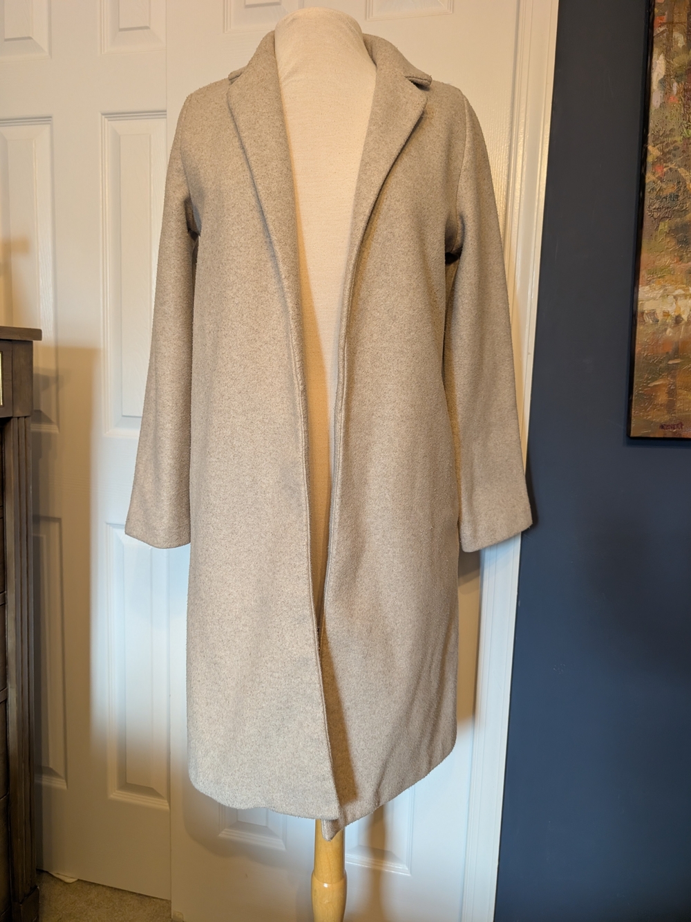 Zara Open-Front Long Cream Coat